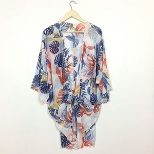 Multicolored tropical kimono duster 1X